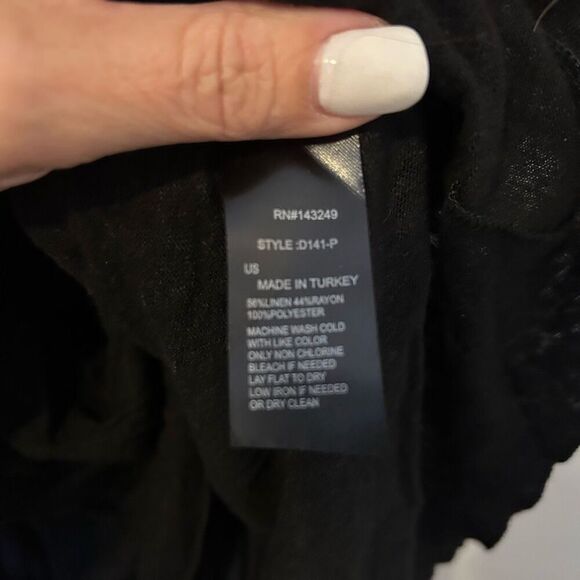 Dantelle Tunic Women 1x Sheer cut out Black Rayon linen boho whimsigoth goth NWT - Picture 6 of 13